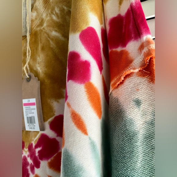 NWT True Craft Women's V-Neck Tie-Dye Sweatshirt - Gold, Pink, Orange, Green - Picture 5 of 7